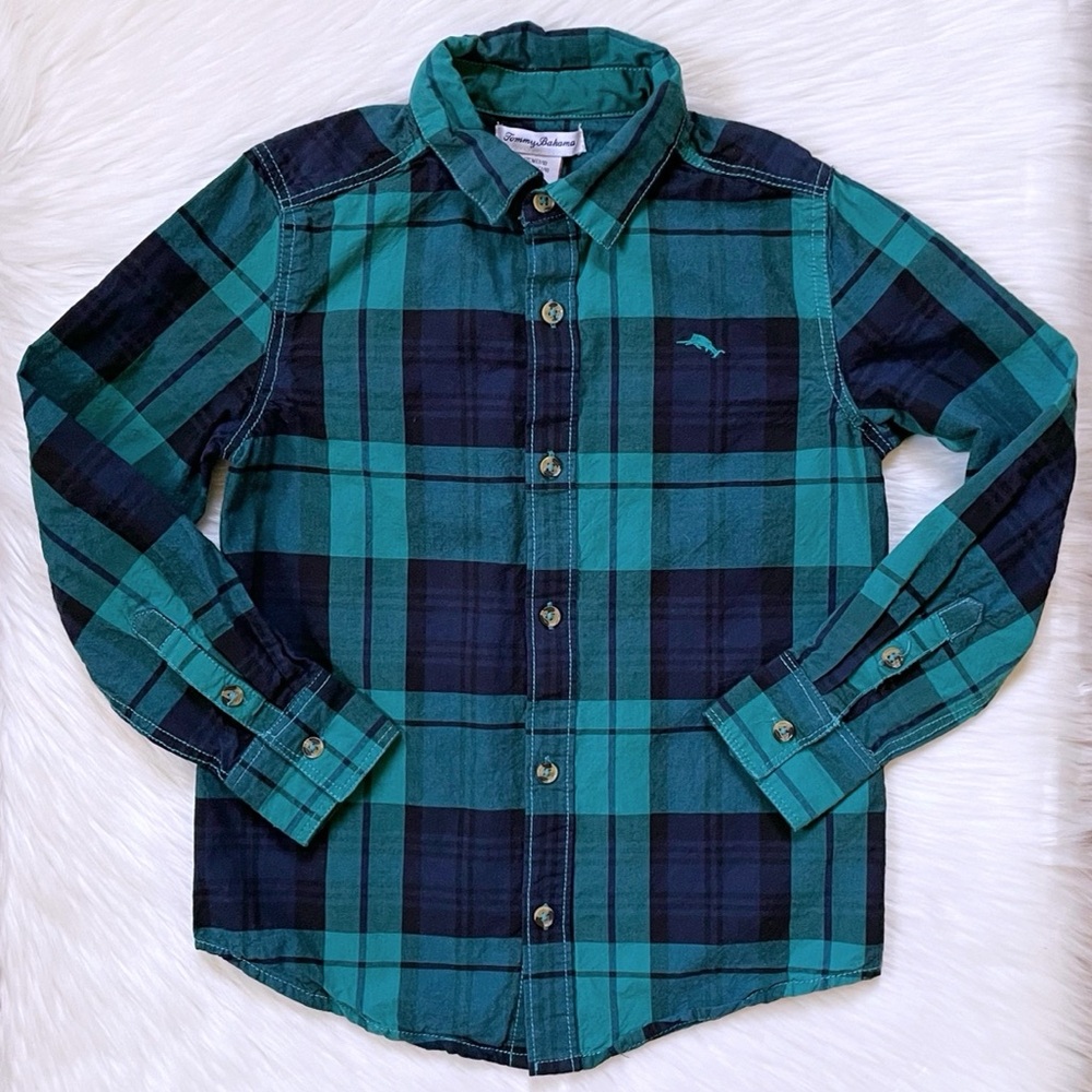 Tommy Bahama Boys’ Plaid Button Down Shirt Size 7/8